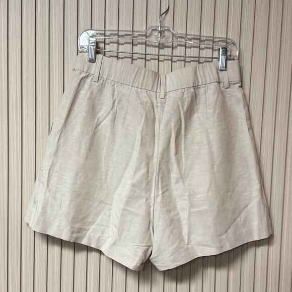 H&M Women’s Linen-Blend Tailored Shorts Beige Size US 8 - Picture 2 of 7